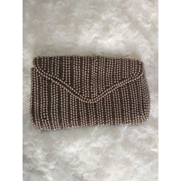 Vintage Beaded Clutch Garay Made in Japan Light Brown - Picture 1 of 5